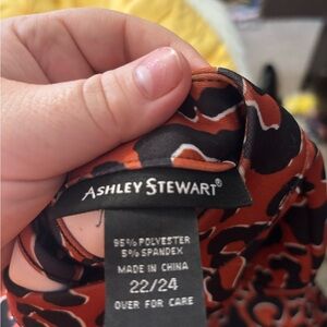 Ashley Stewart Vibrant Red and Black Patterned Top